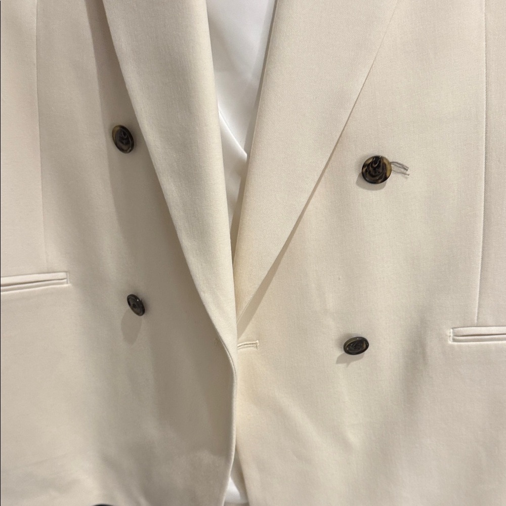 Zara Cream Double-Breasted Blazer with Notch Lapels size 44 - Picture 5 of 7